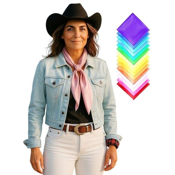 Purple Wild Rag Large Scarf 35x35" Satin Western Accessory Cowgirl or Cowboy - Picture 7 of 9